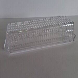 Vintage Arrow Plastics 202 Clear Plastic Diamond Cut Covered Butter Dish USA